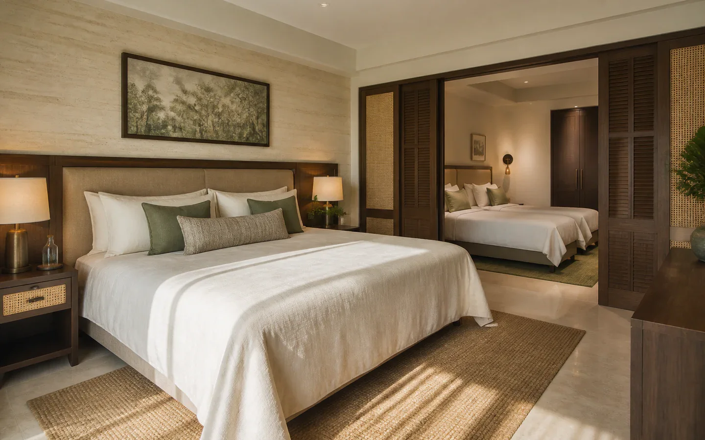 Fivestar Hotel Marina Family Suite king bedroom opening to a second sleeping room
